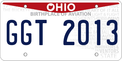 OH license plate GGT2013