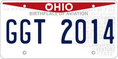 OH license plate GGT2014