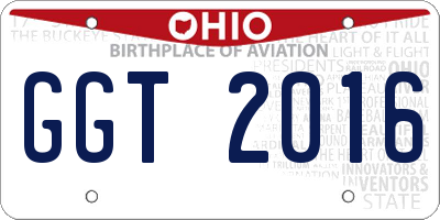 OH license plate GGT2016