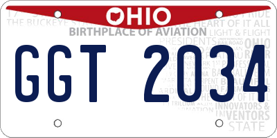 OH license plate GGT2034