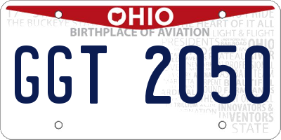 OH license plate GGT2050