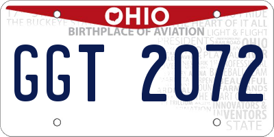OH license plate GGT2072