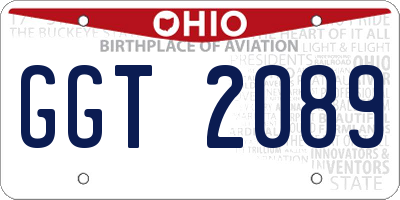 OH license plate GGT2089