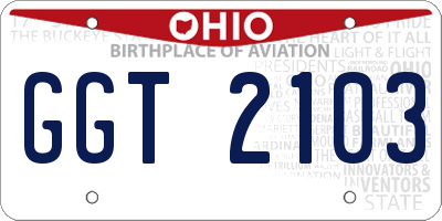 OH license plate GGT2103