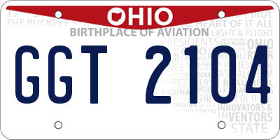 OH license plate GGT2104