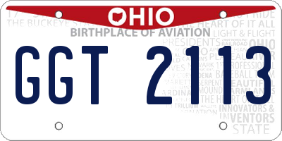 OH license plate GGT2113