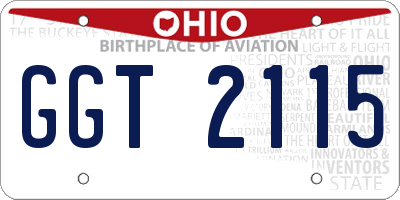 OH license plate GGT2115