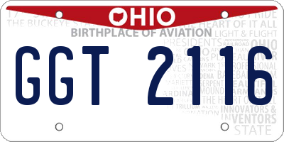 OH license plate GGT2116