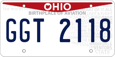 OH license plate GGT2118