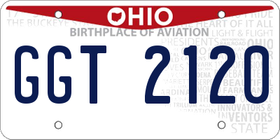 OH license plate GGT2120