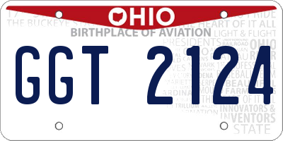 OH license plate GGT2124