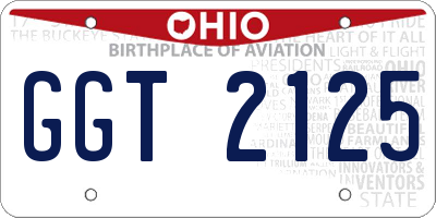 OH license plate GGT2125