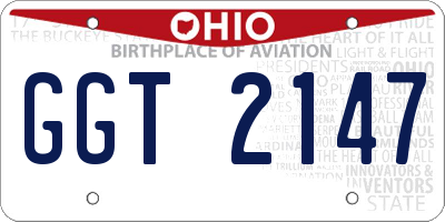 OH license plate GGT2147