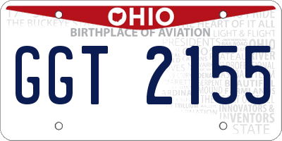 OH license plate GGT2155