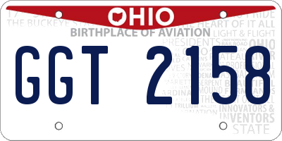 OH license plate GGT2158