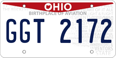 OH license plate GGT2172
