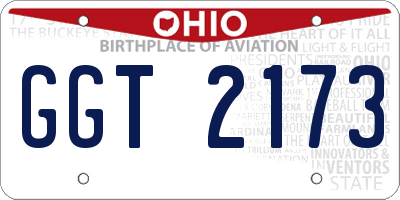 OH license plate GGT2173