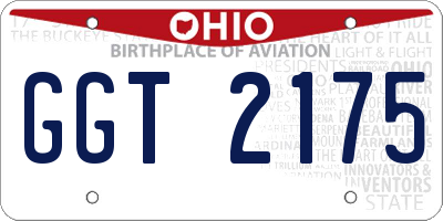 OH license plate GGT2175