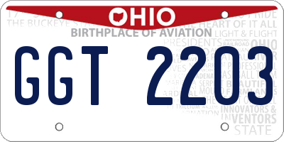 OH license plate GGT2203