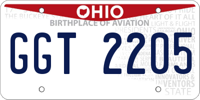 OH license plate GGT2205