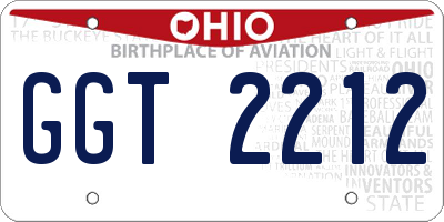 OH license plate GGT2212