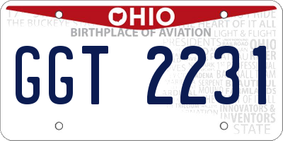 OH license plate GGT2231