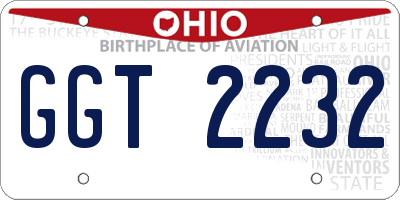 OH license plate GGT2232