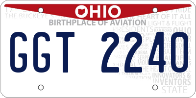 OH license plate GGT2240