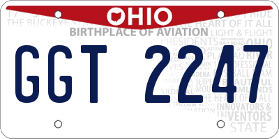 OH license plate GGT2247