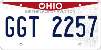 OH license plate GGT2257