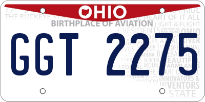 OH license plate GGT2275