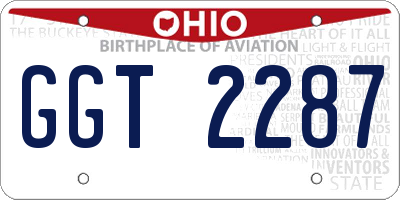 OH license plate GGT2287