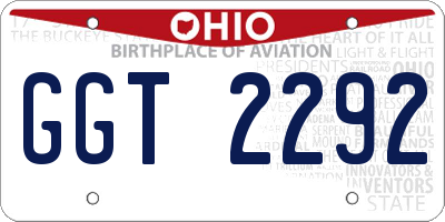 OH license plate GGT2292