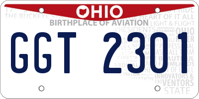 OH license plate GGT2301