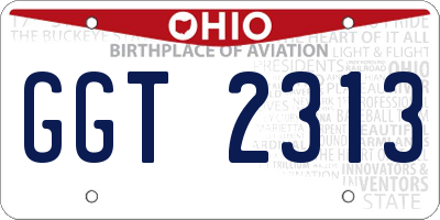 OH license plate GGT2313