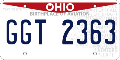 OH license plate GGT2363