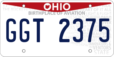 OH license plate GGT2375