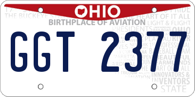OH license plate GGT2377