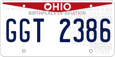 OH license plate GGT2386