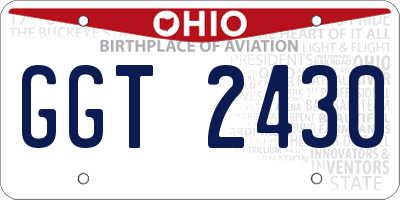 OH license plate GGT2430