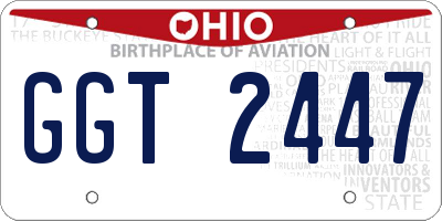 OH license plate GGT2447