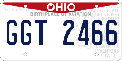 OH license plate GGT2466
