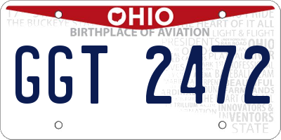 OH license plate GGT2472