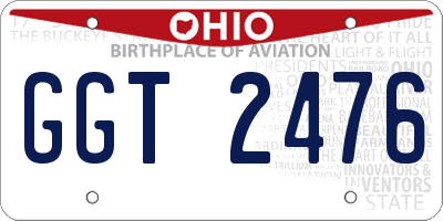OH license plate GGT2476