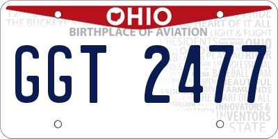 OH license plate GGT2477