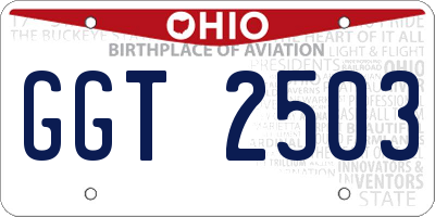 OH license plate GGT2503