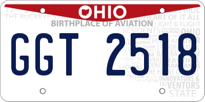 OH license plate GGT2518