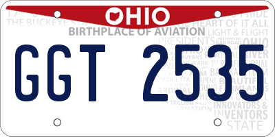 OH license plate GGT2535