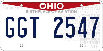 OH license plate GGT2547