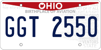 OH license plate GGT2550